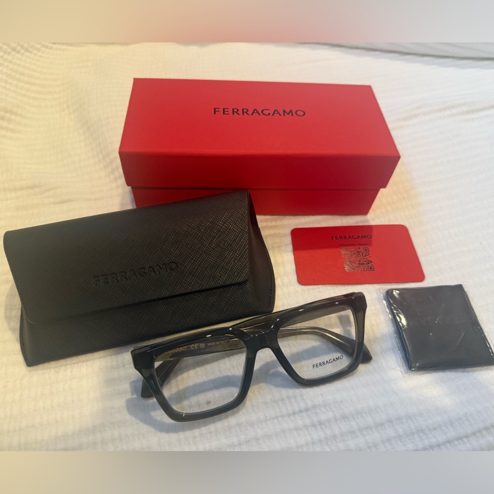 Ferragamo Black RX Eyeglasses Unisex Full Inclusion